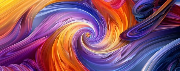 Vibrant abstract swirl with colorful waves and gradients, blending warm and cool hues to create a dynamic and energetic visual experience.