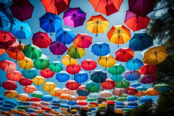 Colorful umbrella street .