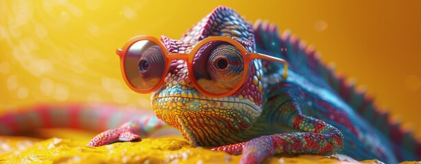 Close Up of a Lizard Wearing Glasses