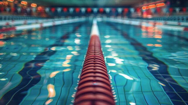 Swimming Pool With Long Line of Lanes