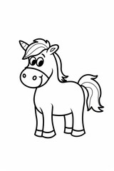 Fototapeta premium A simple drawing of a horse, in one-line drawing, black line on white background, generated with AI