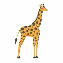 A giraffe's face tilted slightly, front view, flat illustration in a style of geometric minimalism, white background, generated with ai