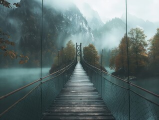 A realistic suspension bridge into a frontal photography hoadi, generated with ai