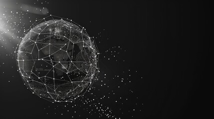 Big data sphere visualization with text. HUD wireframe mesh sphere with dot and lines. Visual data infographics design. Science technology. Digital Data.