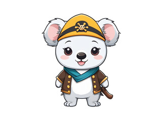 Obraz premium png stickers no background cute kawaii koala pirates