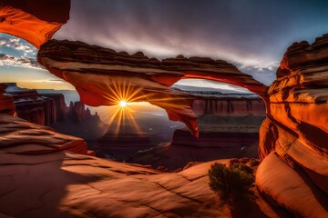 Fototapeta premium Beautiful view of Mountain valley at sunrise.