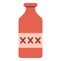 Wild west western.Alcohol bottle.Old whiskey bottle.Vector flat illustration.Raw homemade alcohol.Isolated on white background.Moonshine liquor jug.Corn spirit.