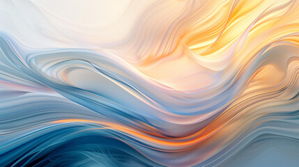 Obraz premium Abstract Painting of Blue, Yellow, and White Waves