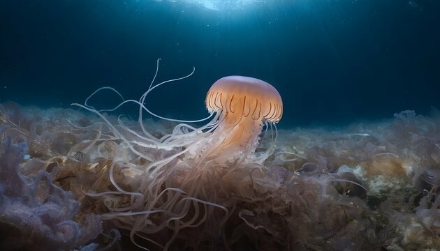 A Jellyfish In A Sea Of Twinkling Sea Life Upscaled 4 2