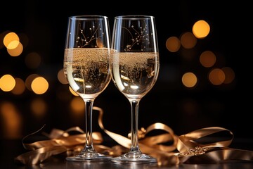 Beautiful photo of two isolated champagne cups on a white background, generative IA