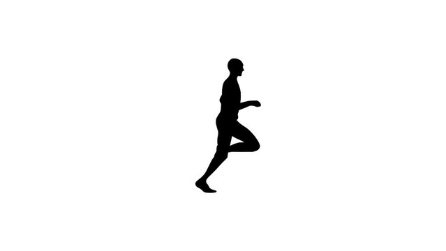 Animation with a man running on the white background (seamless loop)