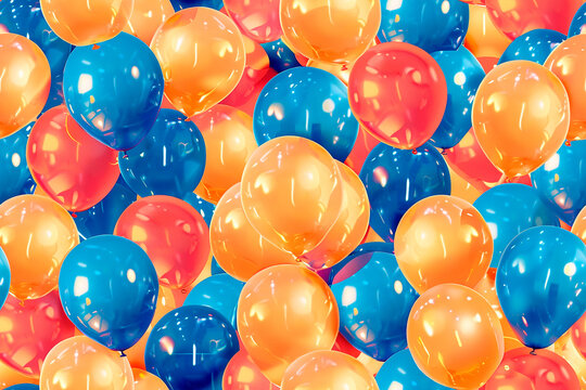 Seamless pattern with colorful balloons on a white background. Perfect for celebrations, parties, and festive decorations. Fun, vibrant, and decorative.