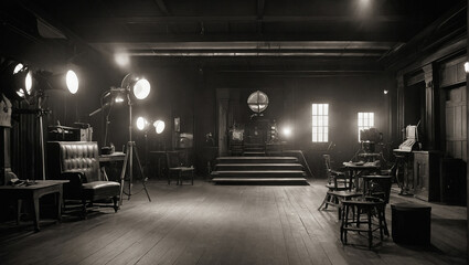 photo and movie studio from 1920 with lamps and lights