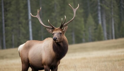 An Elk With Its Head Raised Listening For The Sou