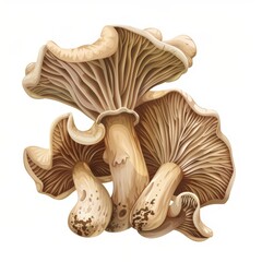 Vibrant Isometric Mushroom Illustration on White Background for Food or Nature Designs Generative AI