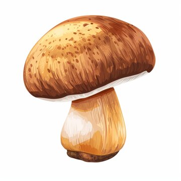 Vibrant Pine Bolete Mushroom Illustration on White Background Generative AI