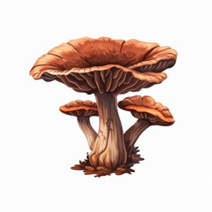 Whimsical Mushroom Illustration on White Background for Food or Nature Designs Generative AI