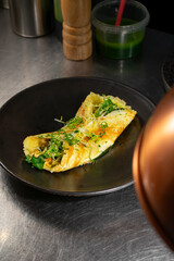 Omelette with avocado and crab