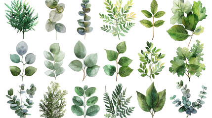 illustration of different colored types of flowers on a white background