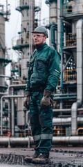 Industrial worker posing in refinery