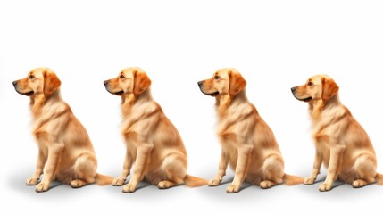 Golden retriever puppy various angles portrait shots on transparent background, isolated png file