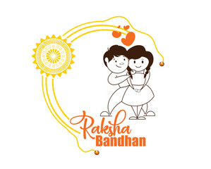 Creative and beautiful design of an Indian festival, Raksha Bandhan with illustration of Rakhi, typography and mandala design