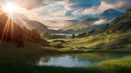 Stunning Landscape Photography: Majestic Mountains and Serene Rivers, hot air baloons