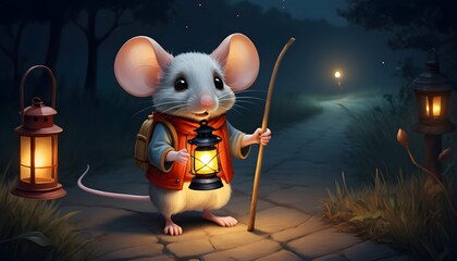 A Mouse With A Lantern Guiding Others Through The
