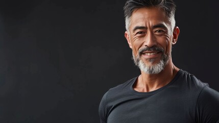 Obraz premium A bearded man in a black shirt exudes mystery and charm