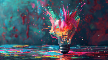 Colorful Paint Splattered Light Bulb