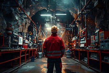 Fototapeta premium Expert Driller controlling drilling process with technical skill