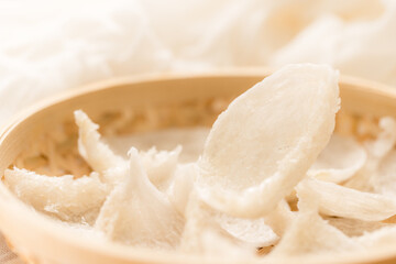 White raw and clean edible bird nest