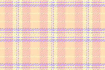 Ribbon tartan pattern textile, manufacture plaid seamless fabric. Valentines day check texture vector background in light and peach puff colors.