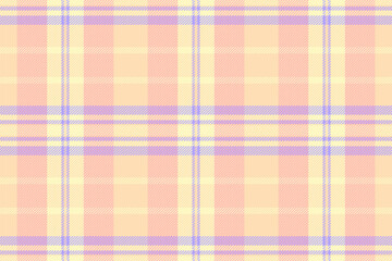 Ribbon tartan pattern textile, manufacture plaid seamless fabric. Valentines day check texture vector background in light and peach puff colors.