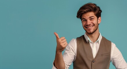 Man in a Vest Giving a Thumbs Up