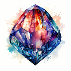 Watercolor Abstract Diamond Illustration, Generative Ai