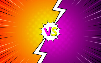 Cartoon comic background fight versus comic book colorful competition poster with halftone elements. vector illustration eps 10.