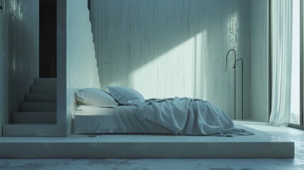 shot from the floor of a bed in a bedroom generative ai