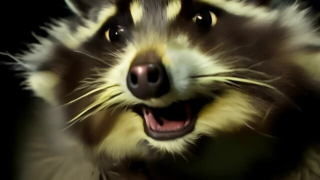 Portrait of a raccoon in close-up