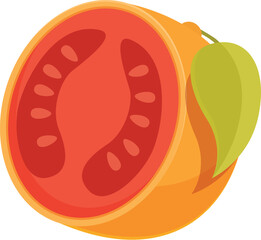 Vibrant and colorful fresh cut tomato illustration in vector graphic, perfect for healthy and nutritious salad and cooking designs on a white background