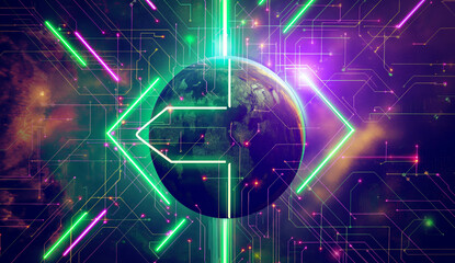 Globe lights. Creating mesmerizing effects for entertainment and art, a globe adorned with lights captivates with its dynamic allure. Generative AI