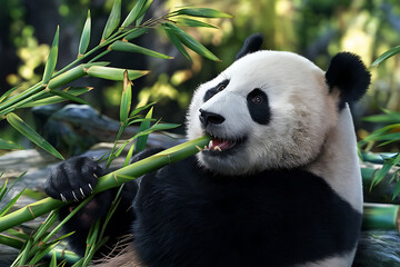 giant panda eating bamboo