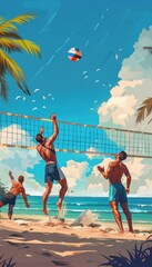 Obraz premium Beach Volleyball Strategy Guide for Mobile: Step-by-Step Tutorial with Expert Commentary for Skill Improvement