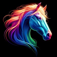 a colorful horse with a colorful mane and multicolored mane