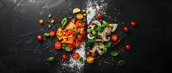 Modern Minimalistic Visual Divide Banner Design Featuring Photorealistic Ready Meal in Dramatic Style