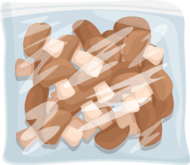 Vector graphic of a transparent bag full of roasted coffee beans