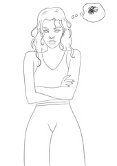Illustration de femme agacer/ en colère et qui boude 