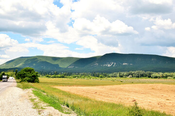 Mountain landscape. View of the valley and mountains in Crimea