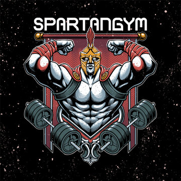 spartan with muscular body illustration vector file
