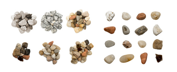 Heap Collection of Pebbles or Sea Stones Isolated